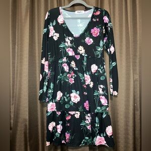 Haptics Winter Black Floral Women's Dress
